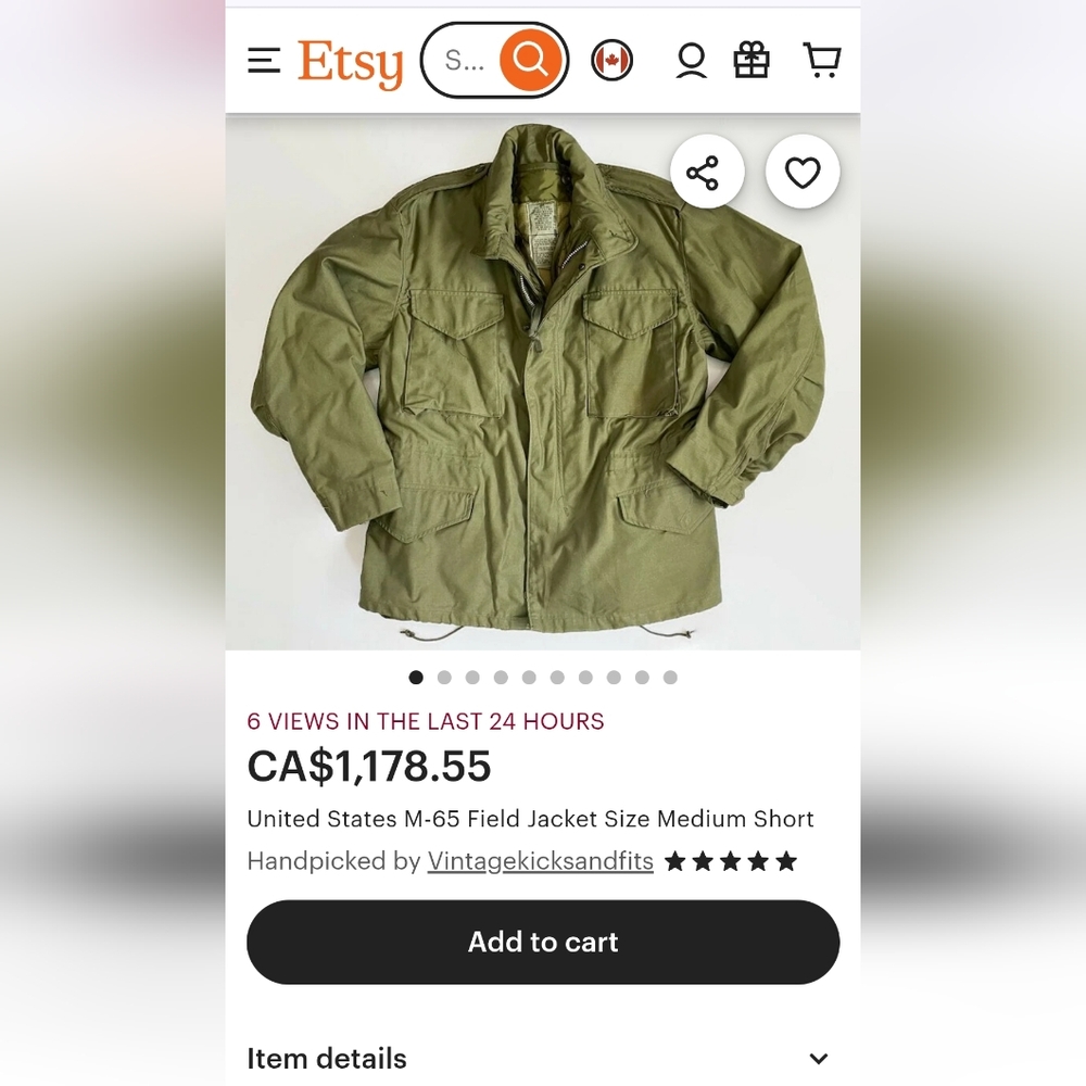 vintage Military Cold Weather Field Jacket Coat Manś Vietnam